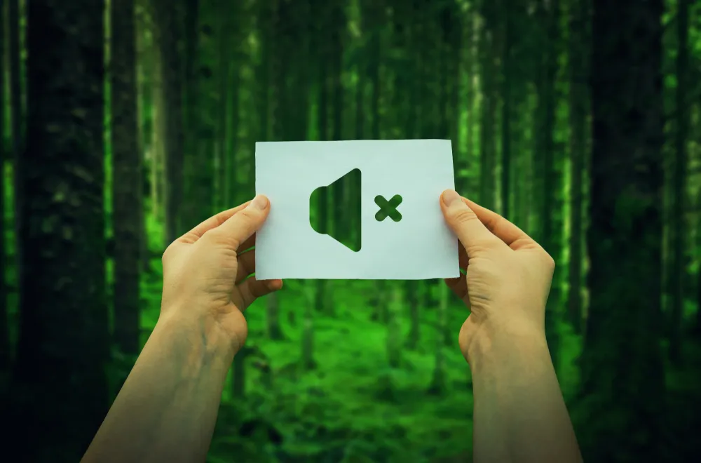 εικόνα που δείχνει τον ήχο κλειστό σε ένα δάσος